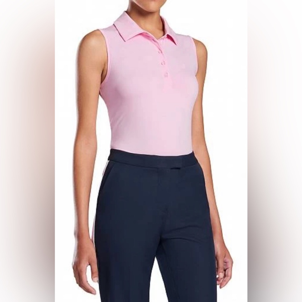 New Women’s G/FORE Gfore Featherweight Sleeveless Golf Polo in light pink, XS